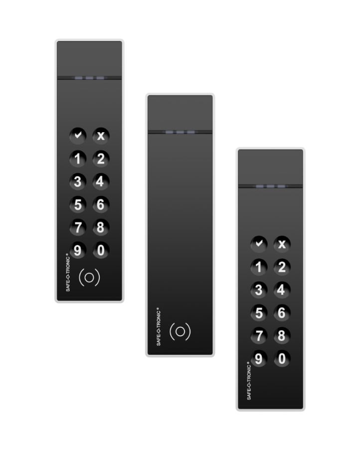 3 Produktbilder Safe-O-Tronic LSW,  Frontalansicht, mit und ohne RFID, Mit und ohne PIN-Pad