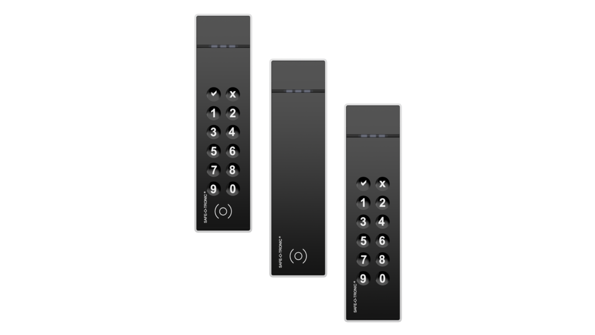 3 Produktbilder Safe-O-Tronic LSW,  Frontalansicht, mit und ohne RFID, Mit und ohne PIN-Pad